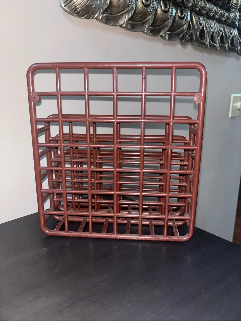 Vintage Yaffa Design Mini Catch All Desk Wall Mount Rack Organizer 1980s brown